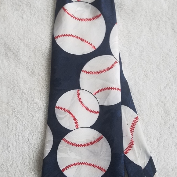 Dino Romaro Hand Made Baseball Themed Necktie / Suit Tie - Picture 3 of 11